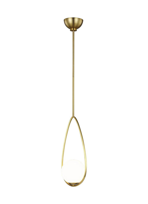 Distressed black and brass modern pendant light with a geometric cage design, angled view.