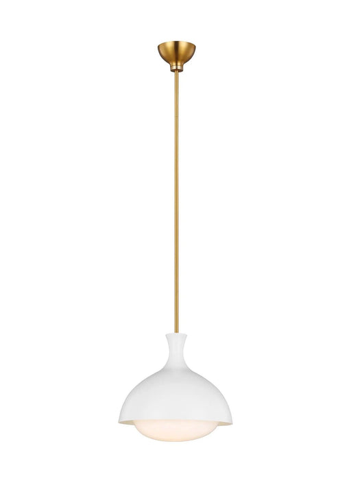 Distressed black and matte white modern cylindrical pendant light, angled view.