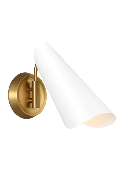 Distressed black and matte white modern wall light, angled view.