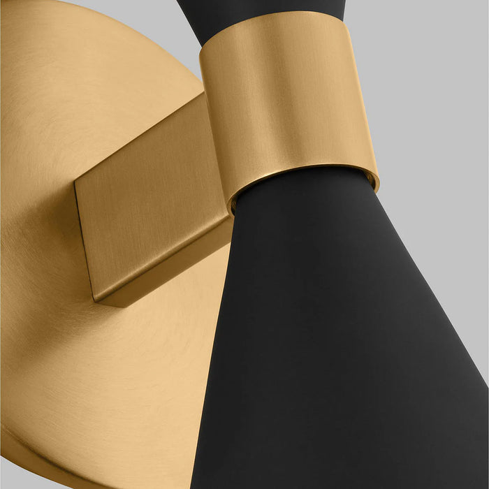 A close-up of a modern matte black circular flush mount light.