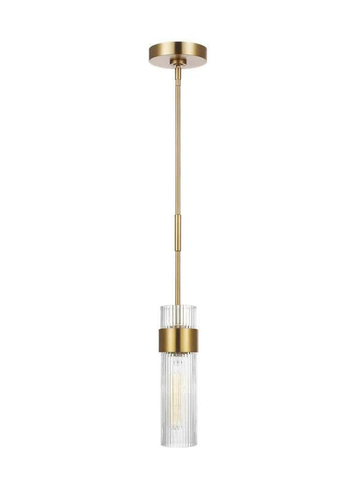 Distressed black and brass modern pendant light with a conical shade.