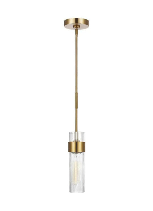 Distressed black and brass modern pendant light with a conical shade.