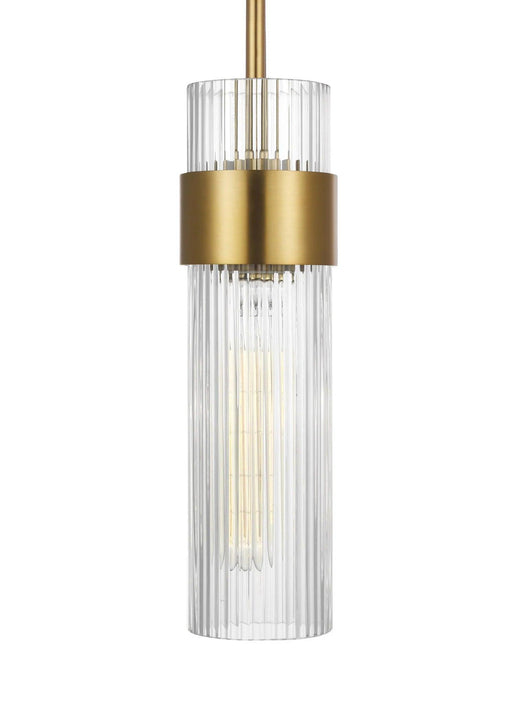 Distressed black and brass modern pendant light with a conical shade, angled view.