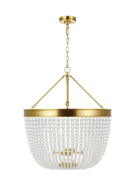 Distressed black and brass modern pendant light with a spherical shade.
