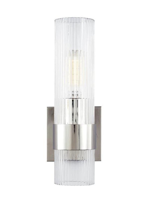 Polished nickel modern cylindrical ceiling light with a white interior.