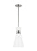 Matte white and polished nickel modern cylindrical pendant light.