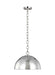 Polished nickel modern cylindrical pendant light with a decorative element.