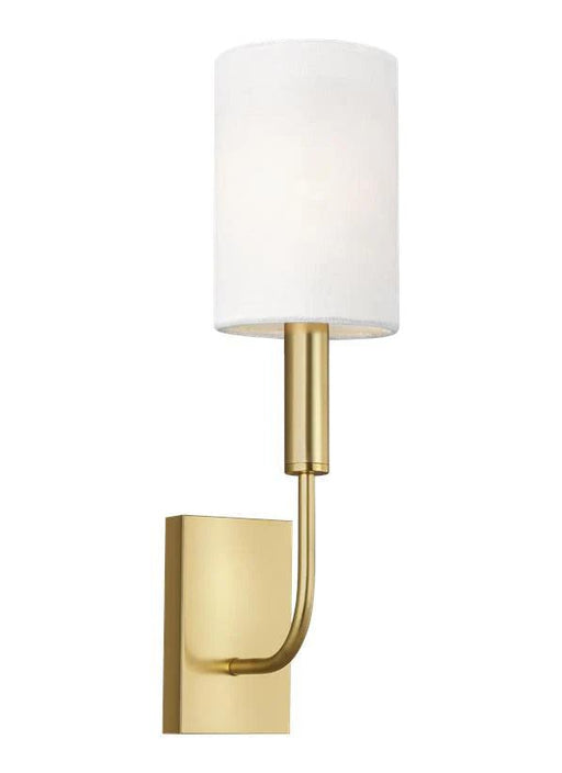 Distressed black and brass modern wall light, angled view.