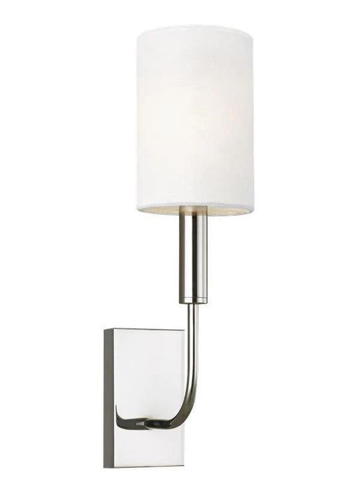 Polished nickel modern wall light, angled view.