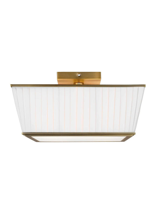 Textured white and brass modern floor lamp with a bell-shaped shade.