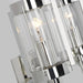 A close-up of a modern semi-flush mount light highlighting its polished nickel rings.