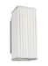 A side view of a minimalist polished nickel linear pendant light.