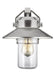 Polished brass outdoor wall lantern with a traditional design and clear seeded glass panels.