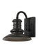 Rustic bronze outdoor flush mount ceiling light with a round, caged design and clear seeded glass.