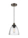 Aged brass and distressed wood large linear chandelier with multiple clear glass shades.