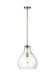 Satin nickel industrial-style pendant light with an open cage design.