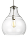 Satin nickel industrial-style pendant light with an open cage design, angled view.
