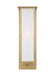 A large round modern flush mount ceiling light with a gold finish and a white diffuser.