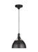 Antique ivory modern pendant light with a wide flat shade.