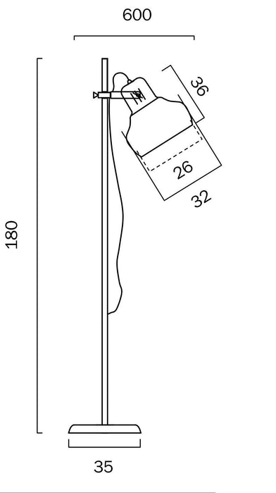 Nickel floor lamp with a cylindrical fabric shade, full view.