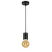Black ceiling light with a black cylindrical shade.