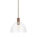Textured white and brass modern pendant light with a wide bowl shade.