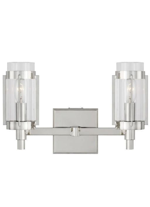 A modern semi-flush mount ceiling light with layered circular polished nickel rings and a white diffuser.