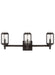 A modern semi-flush mount ceiling light with layered circular rings in an aged iron finish and a white diffuser.