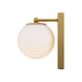 Aged gold outdoor wall sconce with upward/downward light, side view.