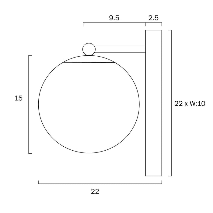 Black outdoor wall sconce with upward/downward light, full view.