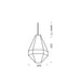 Chrome pendant light with a spherical glass diffuser, illuminated.