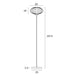 Black floor lamp with an opal glass shade, full view.