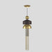 Large, elongated glass pendant light, angled view.
