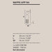 Diagram showing dimensions of a large, organically shaped glass pendant light.
