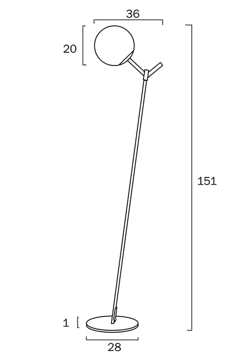Aged gold floor lamp with an opal glass shade, full view.