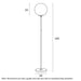 Aged gold floor lamp with a marble base and a spherical glass shade, full view.