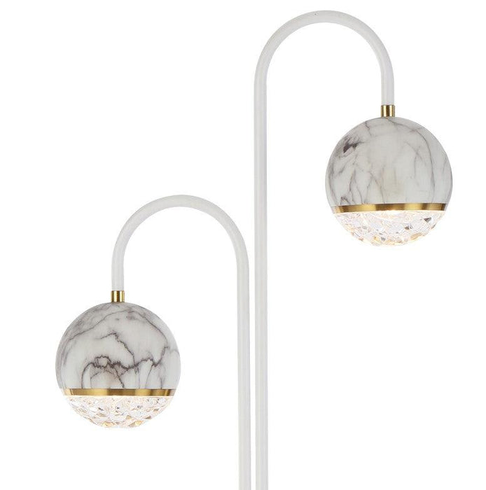 Close-up of the white shade of a floor lamp.