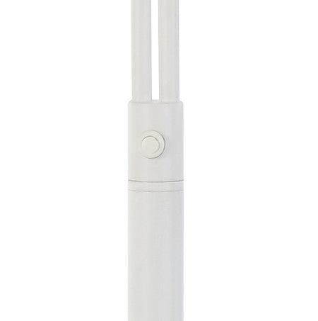 Close-up of the switch on a white floor lamp.