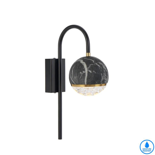 Black outdoor wall sconce with a rectangular shape and a clear glass panel.
