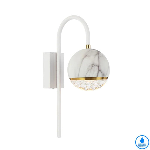 White outdoor wall sconce with a rectangular shape and a clear glass panel.