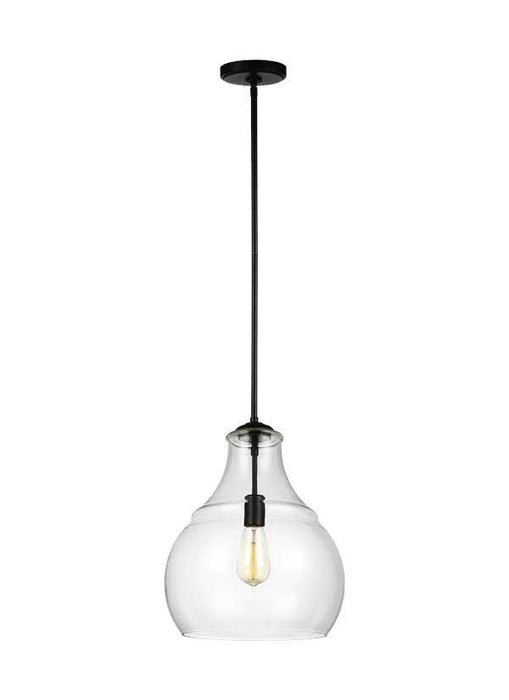 Oil-rubbed bronze industrial-style pendant light with an open cage design.