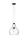 Oil-rubbed bronze industrial-style pendant light with an open cage design.