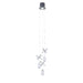 Chrome pendant light with a single spherical glass shade.