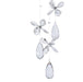 Chrome pendant light with four spherical glass shades, angled view.
