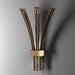 Large, modern wall sconce with a rectangular, metallic frame, side view.