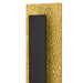 Close-up of the base and shade connection of a gold floor lamp.
