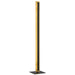 Gold floor lamp with a rectangular base and a rectangular fabric shade.