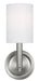 A modern rectangular bathroom vanity light with two globe-shaped white glass shades and a polished chrome finish.