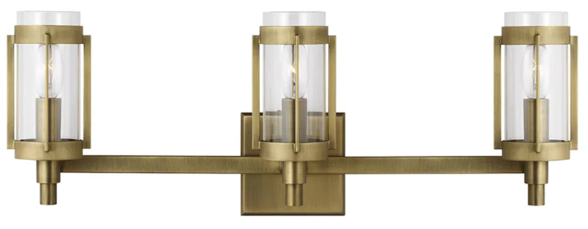 An overhead view of a modern distressed white bronze semi-flush mount light with layered rings.