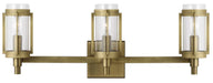 An overhead view of a modern distressed white bronze semi-flush mount light with layered rings.